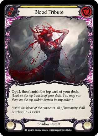 Blood Tribute (Yellow) [U-MON216-RF] (Monarch Unlimited)  Unlimited Rainbow Foil
