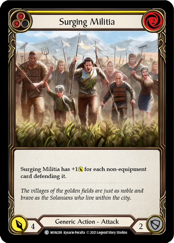 Surging Militia (Yellow) [MON288-RF] (Monarch)  1st Edition Rainbow Foil